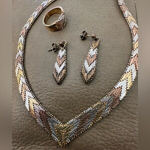 UPDATED: Vintage Italian Riccio Set w/ Necklace, Earrings, Ring